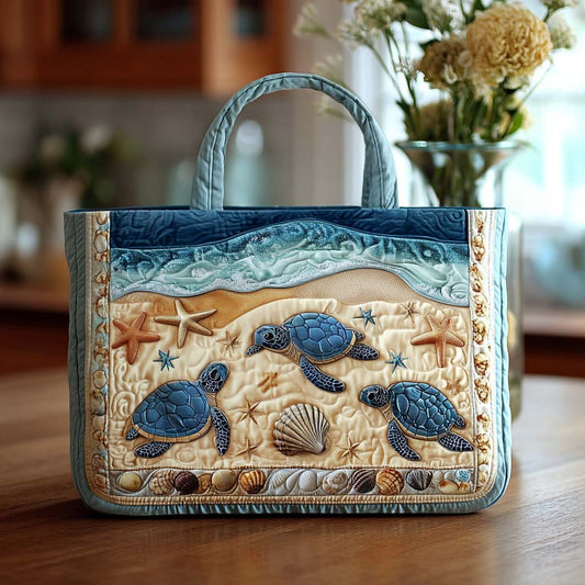 Ocean Turtle Bloom Quilted Tote Bag NCU0NT8678