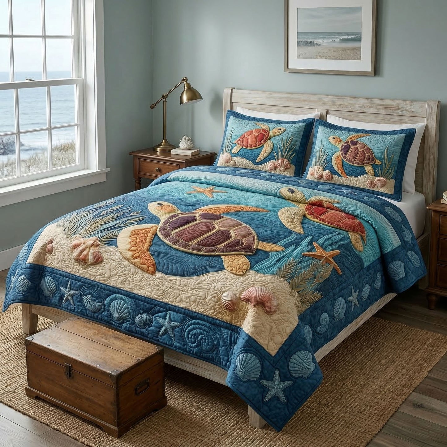 Ocean Turtle Breeze 3-Piece Quilted Bedding Set NCU0NT12524