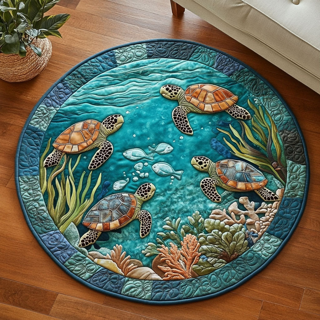 Ocean Turtle Haven Quilted Round Mat NCU0NT4543