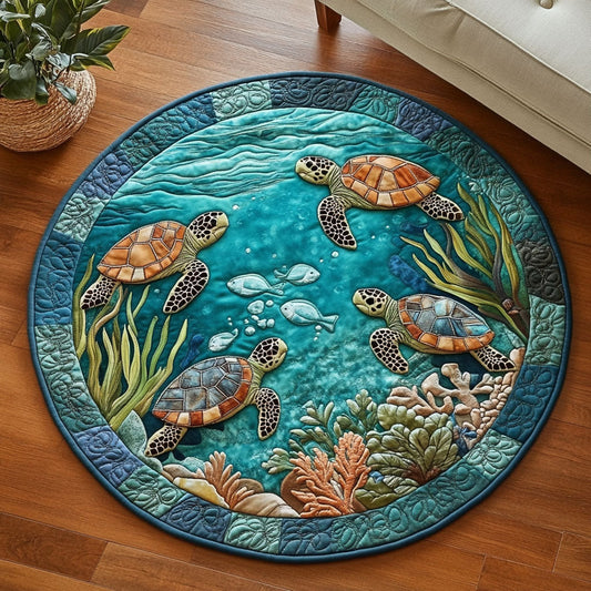 Ocean Turtle Haven Quilted Round Mat NCU0NT4543
