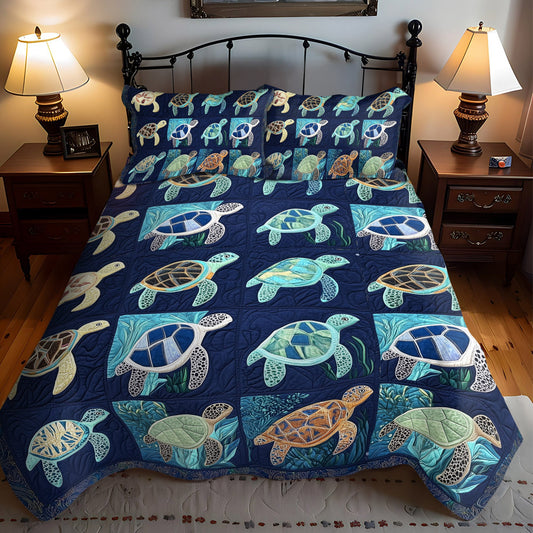 Ocean Turtle Journey 3-Piece Quilted Bedding Set NCU0PT1854