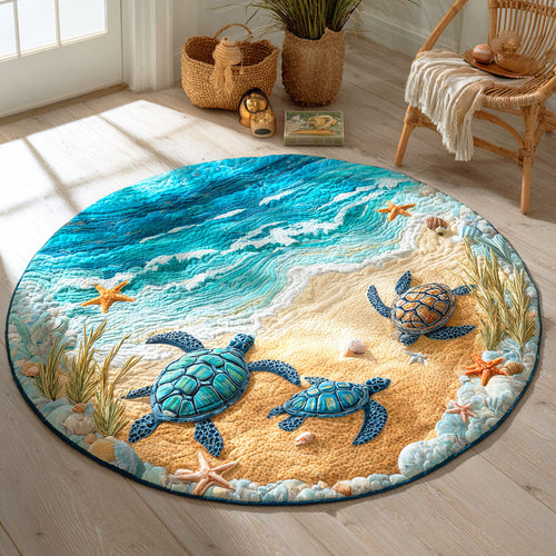 Ocean Turtle Journey Quilted Round Mat NCU0TD973