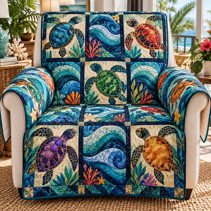 Ocean Turtle Mosaic Quilted Sofa Cover NCU0DV10445