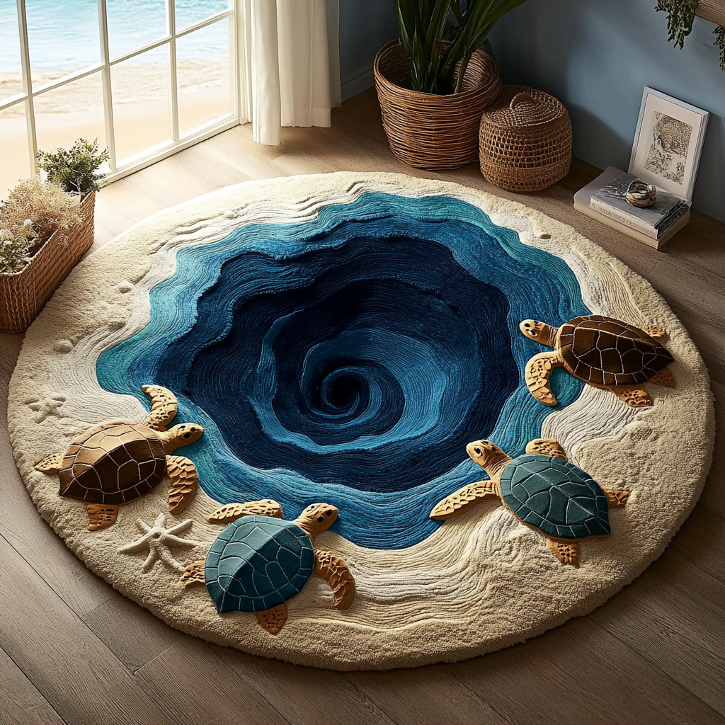 Ocean Turtle Quilted Round Mat NCU0DK11350 – Vantique
