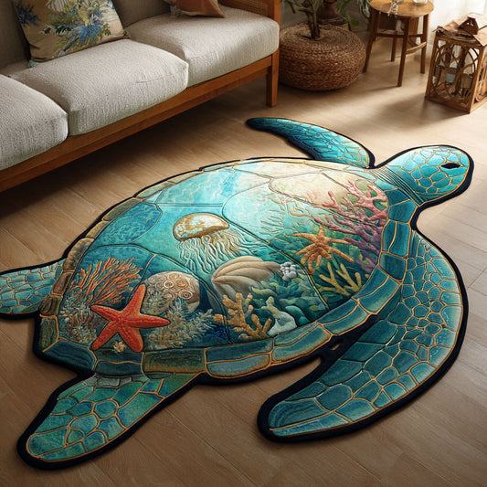 Ocean Turtle Reef Custom Shape Area Rug NCU0NT12608