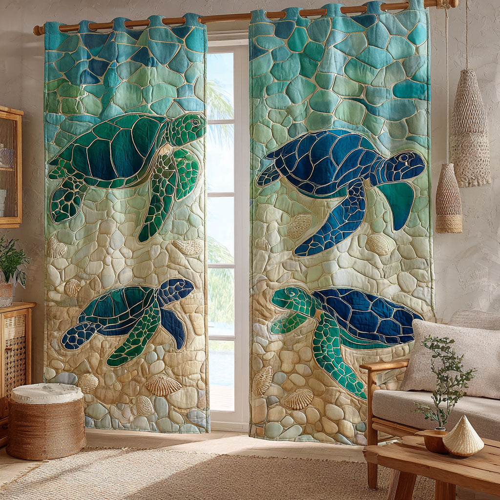 Ocean Turtle Trio Quilted Curtains NCU0TV968