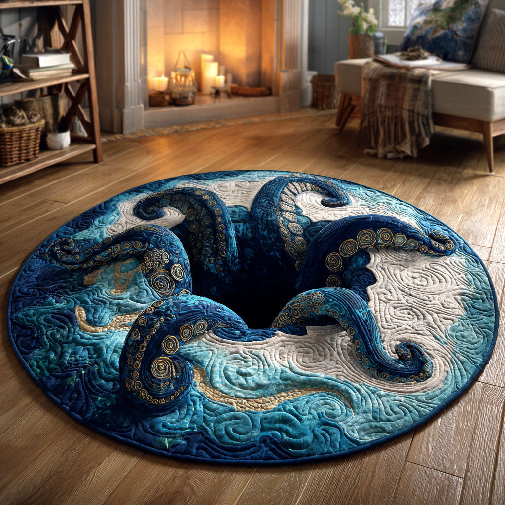 Ocean Vortex Quilted Round Mat NCU0TV398