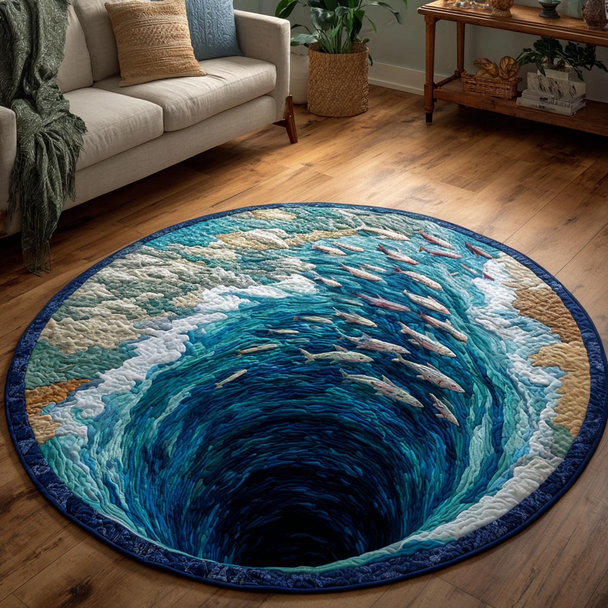 Ocean Vortex Spiral Round Carpet NCU0DV9610