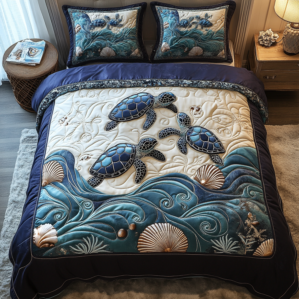 Ocean Voyager 3-Piece Quilted Bedding Set NCU0DV3516