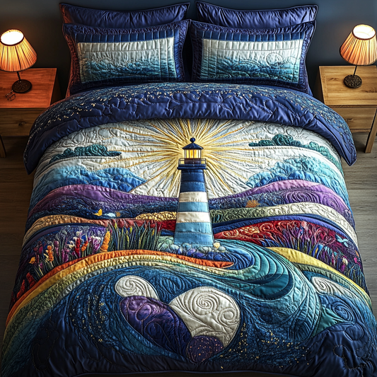Ocean Watch 3-Piece Quilted Bedding Set NCU0DV4589