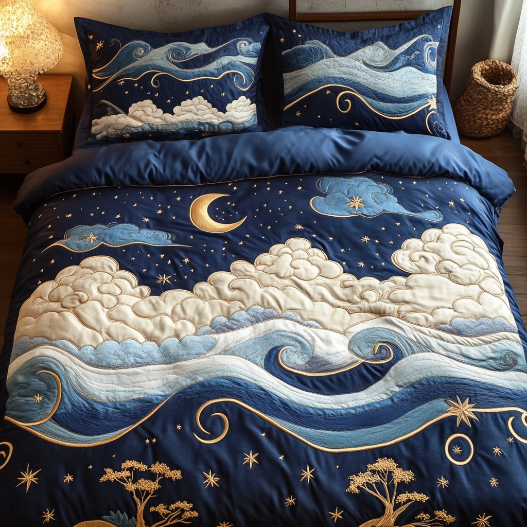 Ocean Waves 3-Piece Quilted Bedding Set NCU0VH4064 – Vantique