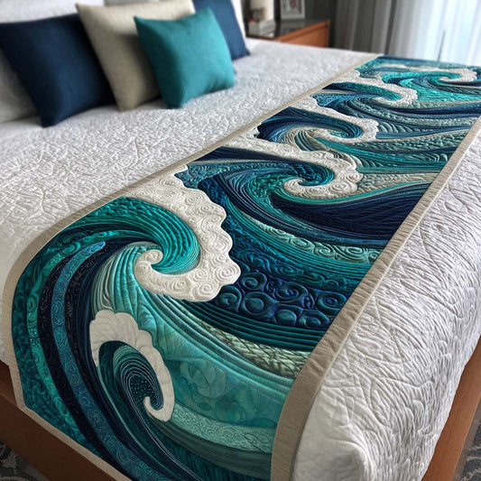 Ocean Waves Quilted Bed Runner NCU0NT9951