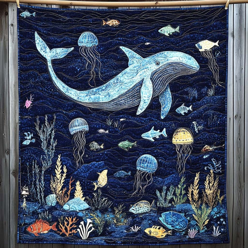 Ocean Whale Quilted Blanket NCU0NT721