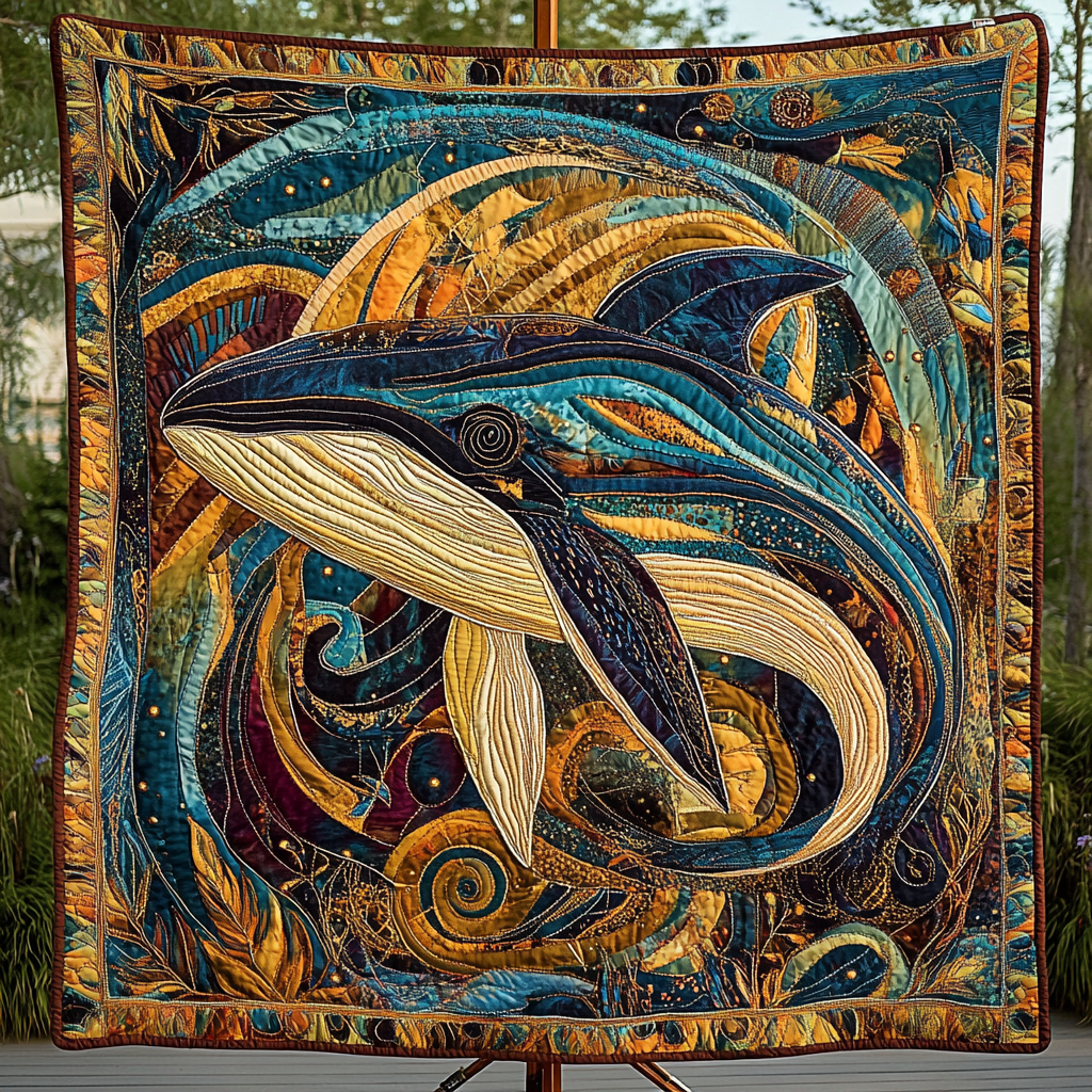 Ocean Whale Tale Quilted Blanket NCU0DK4001