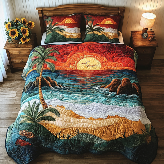 Ocean Whispers 3-Piece Quilted Bedding Set NCU0VL1754