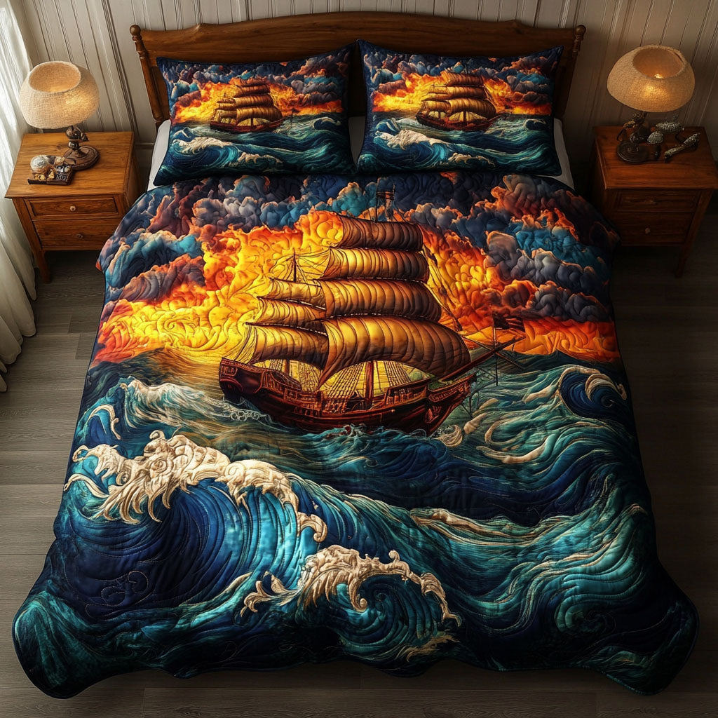 Oceanic Adventure 3-Piece Quilted Bedding Set NCU0NT5610