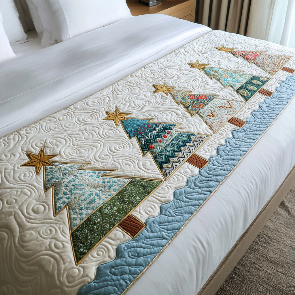 Oceanic Christmas Tree Quilted Bed Runner NCU0HH368