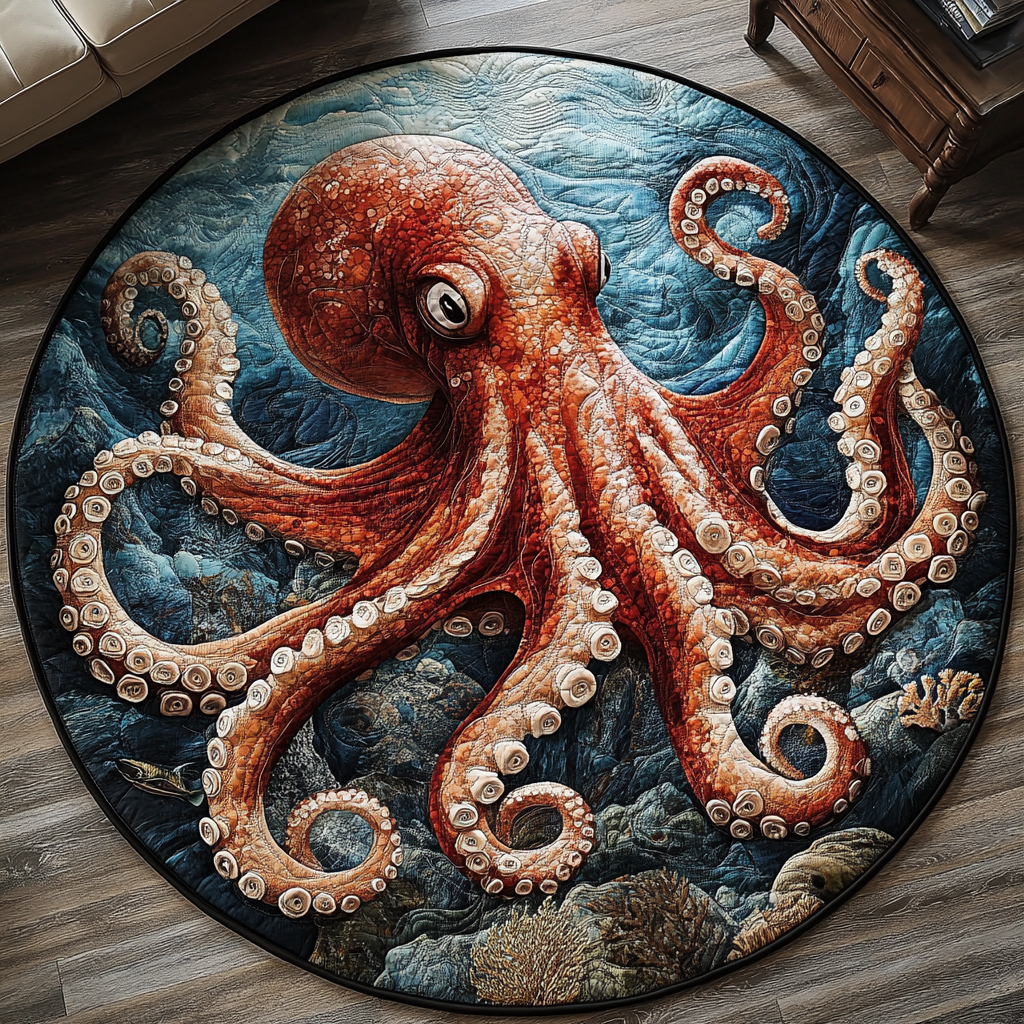 Oceanic Embrace Quilted Round Mat NCU0DV3844
