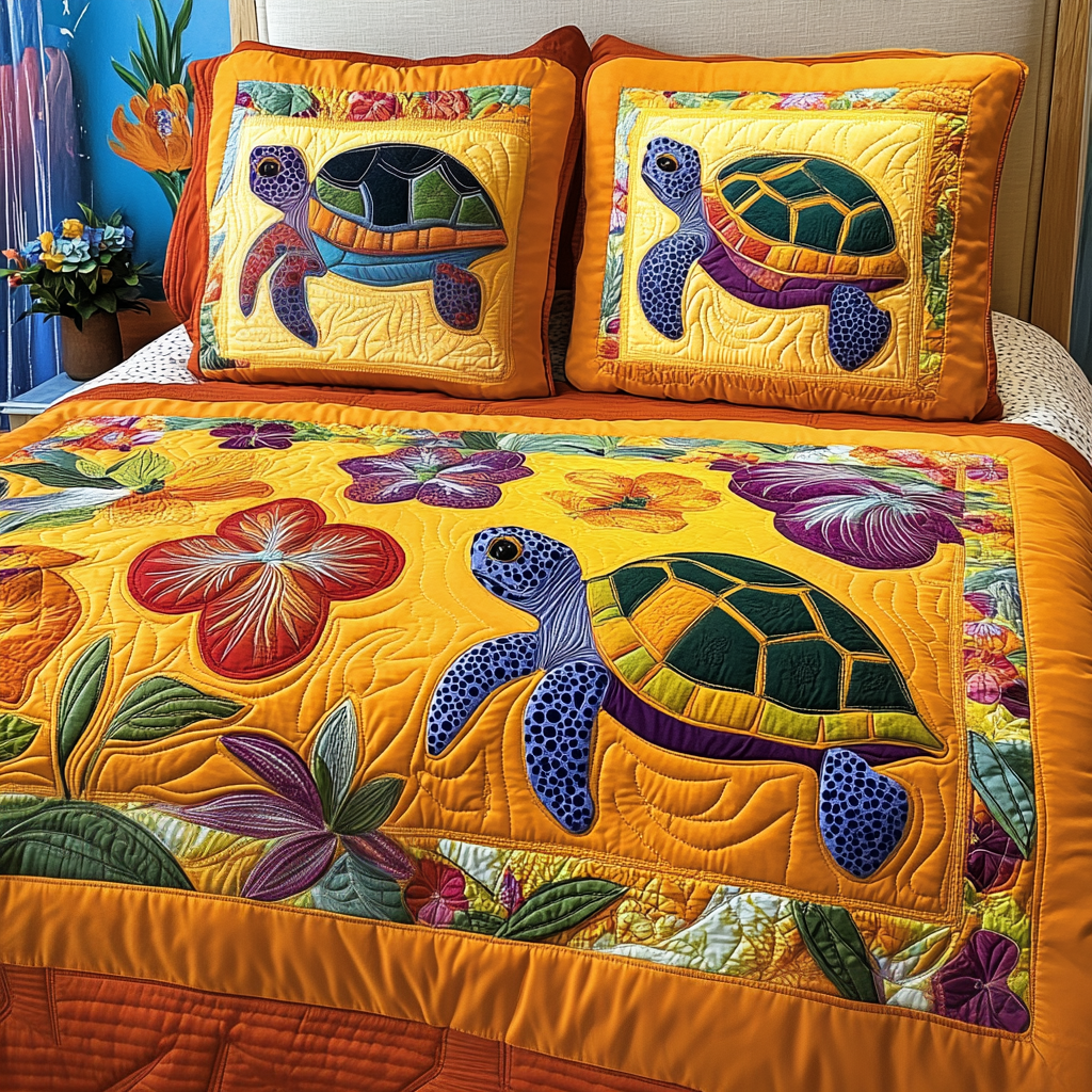 Oceanic Oasis 3Piece Quilted Bedding Set NCU0TL1853 Vantique