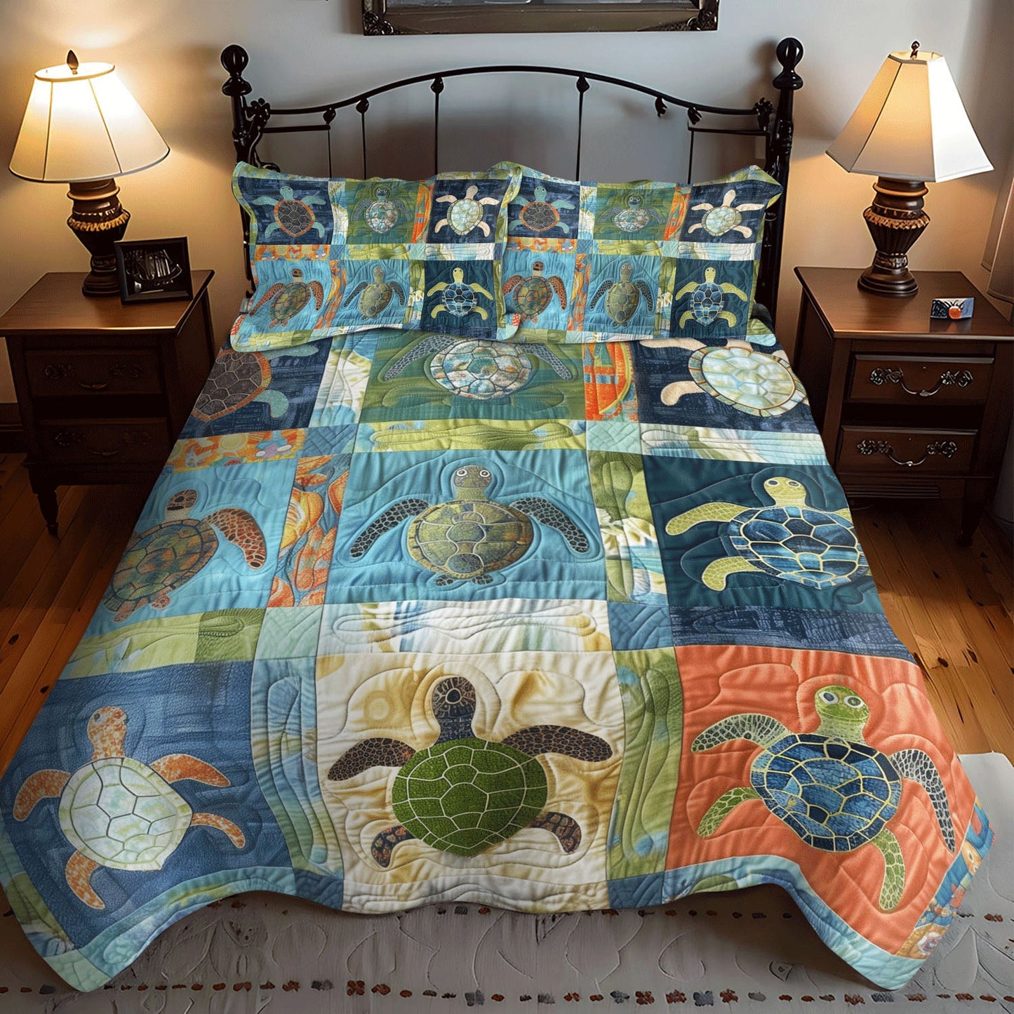 Oceanic Peace 3-Piece Quilted Bedding Set NCU0TL770