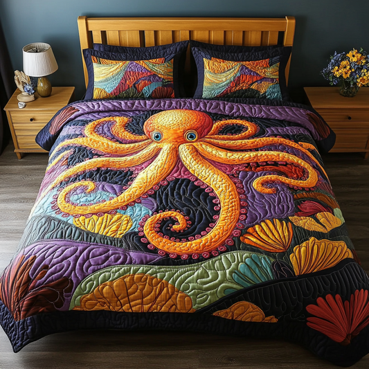 Oceanic Pulse 3-Piece Quilted Bedding Set NCU0DK6254