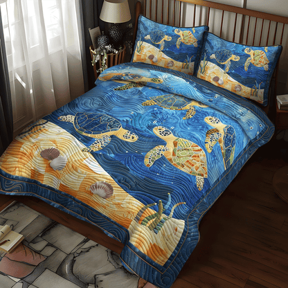 Oceanic Turtle Dance 3-Piece Quilted Bedding Set NCU0TH1346