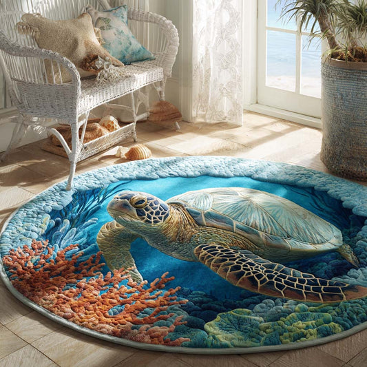 Oceanic Turtle Quilted Round Mat NCU0HH1892