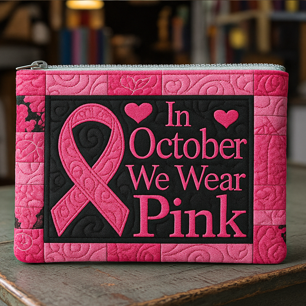 October Pink Pride Quilted Zipper Pouch  NCU0NT9453