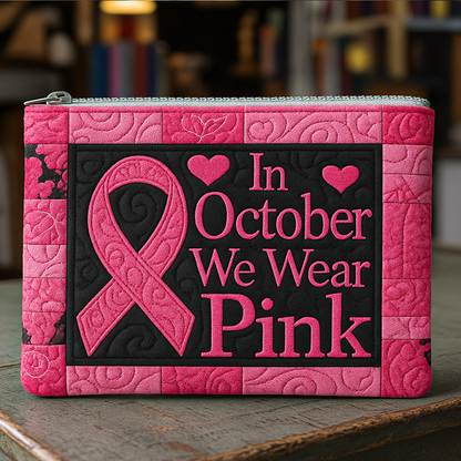 October Pink Pride Quilted Zipper Pouch  NCU0NT9453