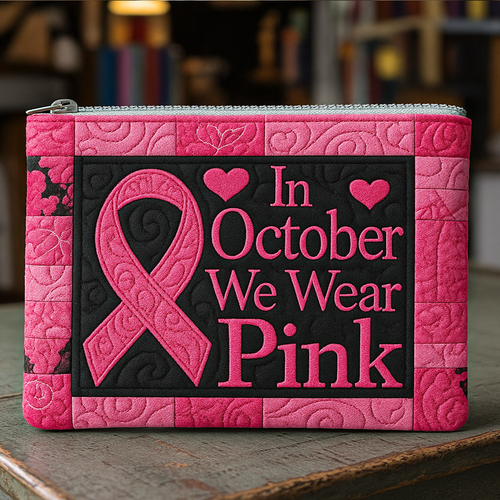 October Pink Pride Quilted Zipper Pouch  NCU0NT9453