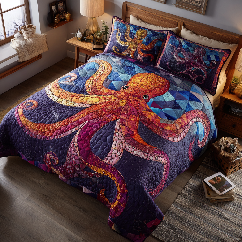 Octopus Charm 3-Piece Quilted Bedding Set NCU0DK8391