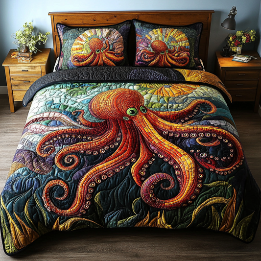 Octopus Haven 3-Piece Quilted Bedding Set NCU0DK6252