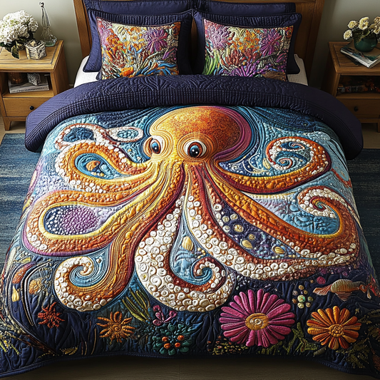 Octopus Twist 3-Piece Quilted Bedding Set NCU0DV5164