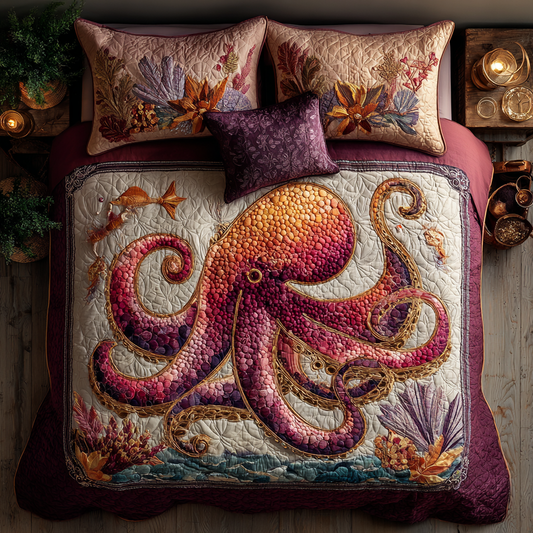 Octopus Vibe 3-Piece Quilted Bedding Set NCU0DK8393