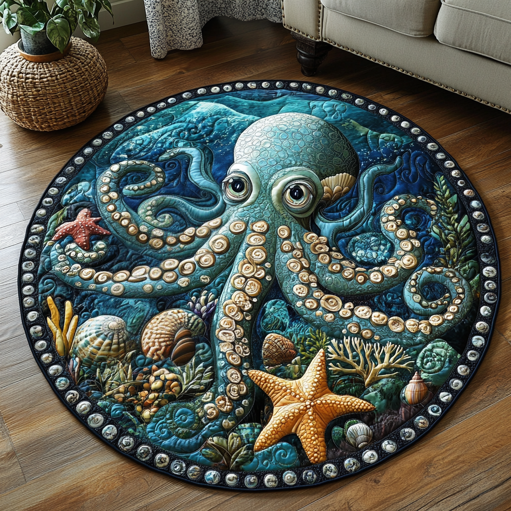 Octopus Wonder Quilted Round Mat NCU0DV5244