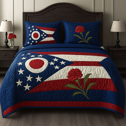 Ohio Floral Pride 3-Piece Quilted Bedding Set NCU0PT6181