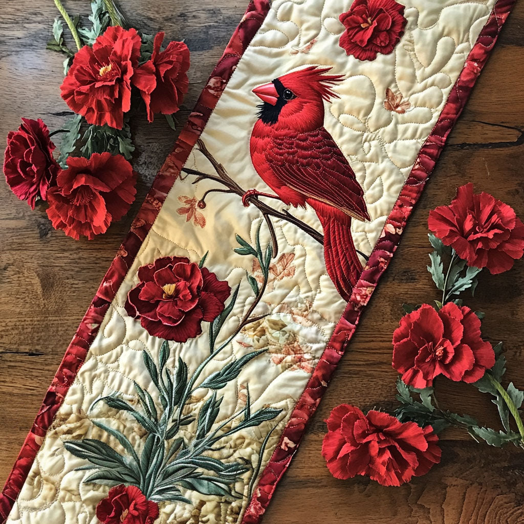 Ohio Garden of Red Flowers Quilted Table Runner NCU0PT6193