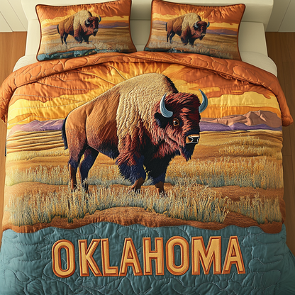 Oklahoma Bison Dreams 3-Piece Quilted Bedding Set NCU0VH4703