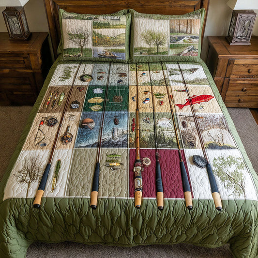 Old Creek Tackle 3-Piece Quilted Bedding Set NCU0PT11131