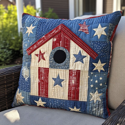 Old Glory Birdhouse Quilted Pillow Case NCU0PT7703