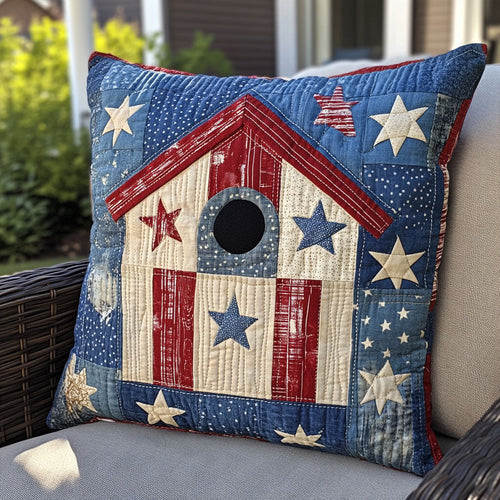 Old Glory Birdhouse Quilted Pillow Case NCU0PT7703