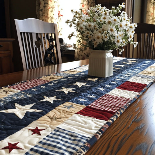 Old Glory Patchwork Quilted Table Runner NCU0PT7687