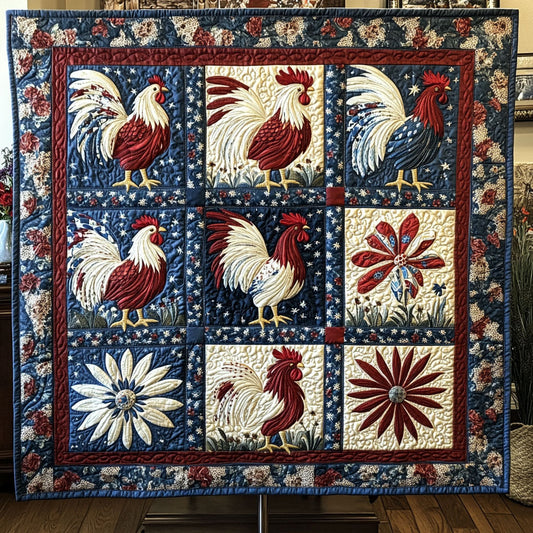 Old Glory Rooster Quilted Blanket NCU0PT3925
