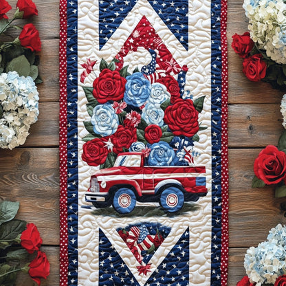 Old Glory in Bloom Quilted Table Runner NCU0PT5478