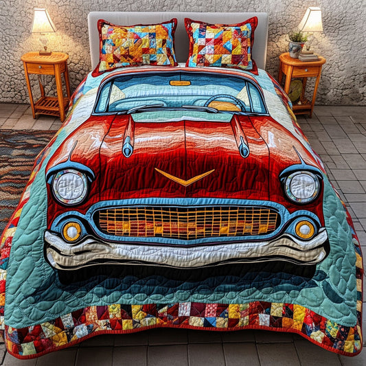 Old School Roadster 3-Piece Quilted Bedding Set NCU0PT5486