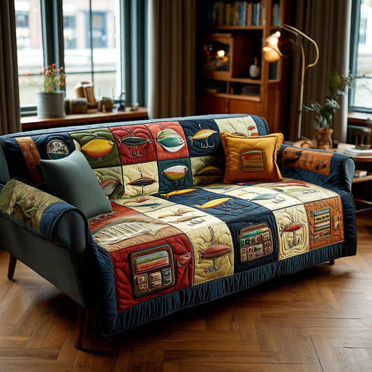 Old Tackle Chest Quilted Sofa Cover NCU0PT11082