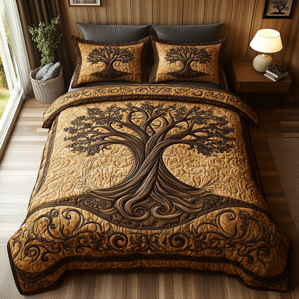 Old Tree 3-Piece Quilted Bedding Set NCU0DV6063 – Vantique