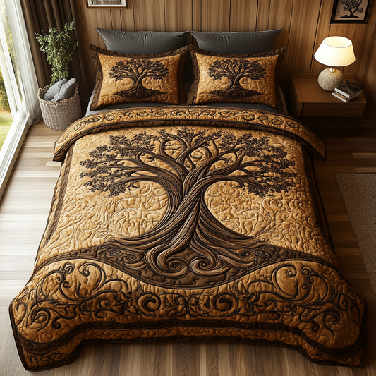 Old Tree 3-Piece Quilted Bedding Set NCU0DV6063