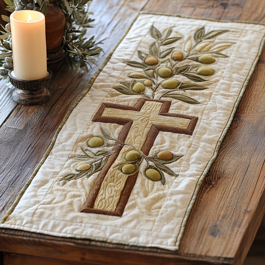 Olive Grace Quilted Table Runner NCU0VH5776