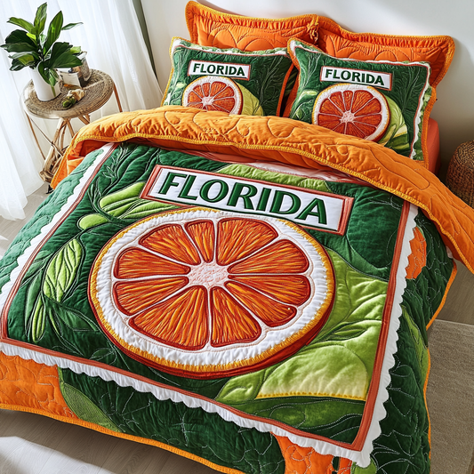 Orange Grove 3-Piece Quilted Bedding Set NCU0VH4231